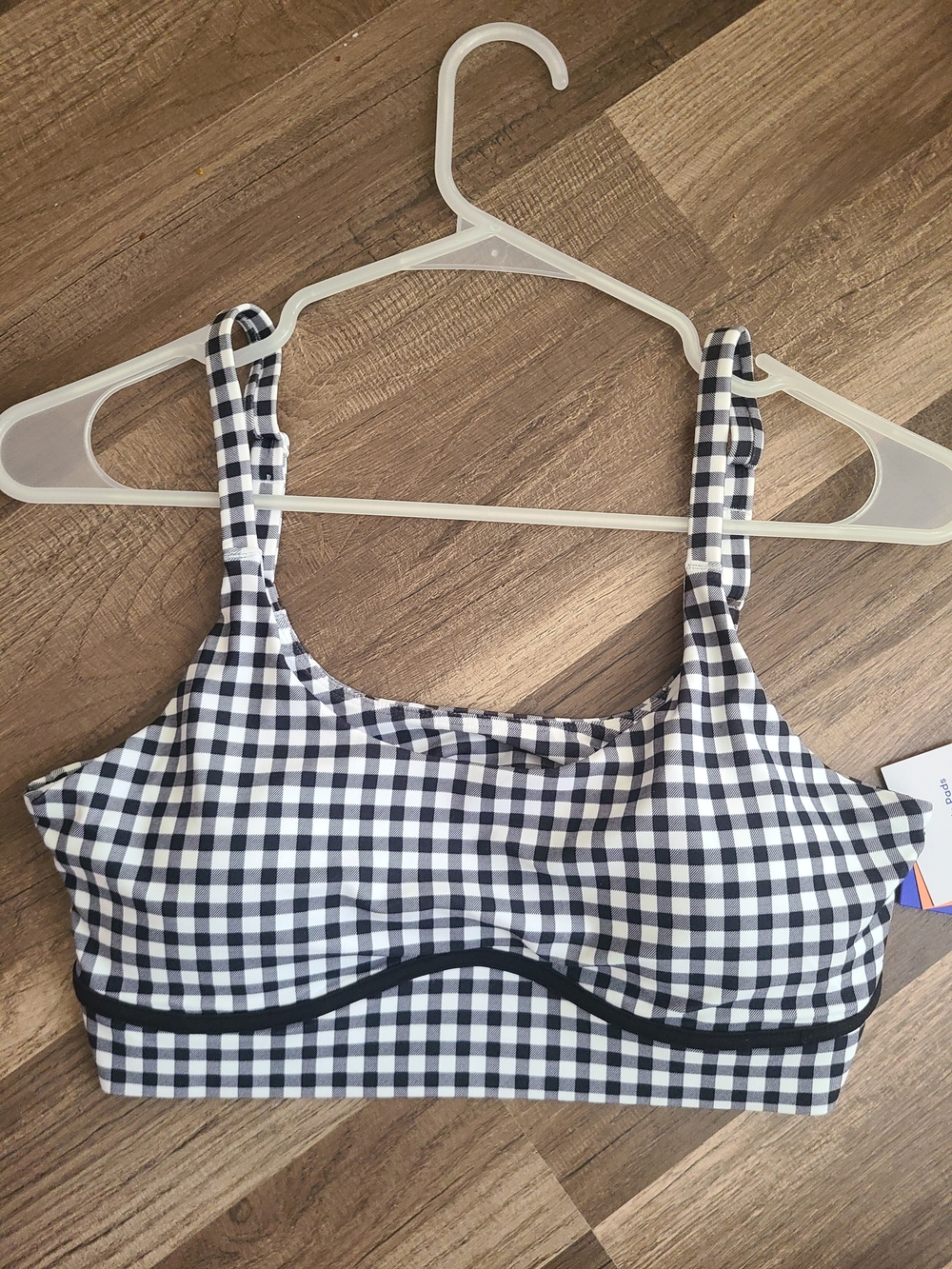 JoyLab Black & White Gingham Sports Bralette Nwt